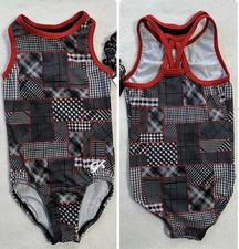 New GK ELITE Leotard Gymnastics RESOLUTE RADIANCE Black CRISSCROSS BACK Red  CS
