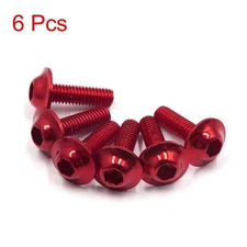 6PCS M6 x 20mm Red Hexagon License Plates Fairing Bolts Screws for Motorcycle