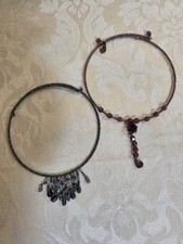 Two Vintage Wired Bead Choker Necklaces Gray/...