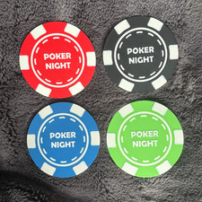 Poker Chip Design Coasters, Unique Custom Gift, Casino, Bar, Drinks, Non slip