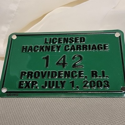 Providence R.I. Hackney Carriage License 142 ~2003 ~ Never Used, 