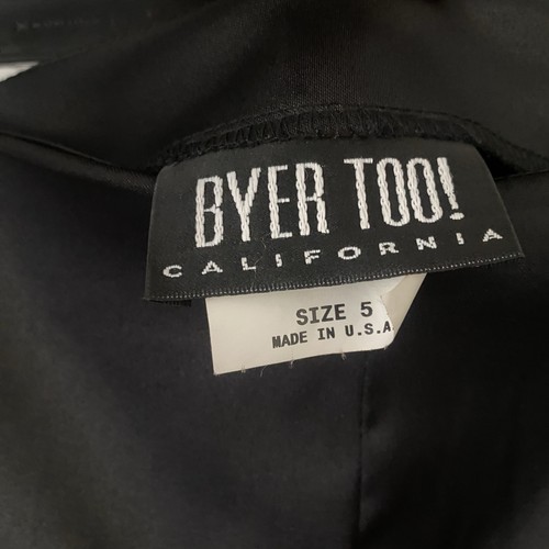 Byer Too Black Satin Maxi Slip Skirt Y2K Goth Grunge High Waist Slit Small - Picture 2 of 7