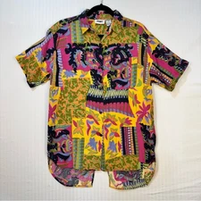 Gitano Colorful Vintage Colorful Button-Up Tunic Shirt Women’s Size Medium Split