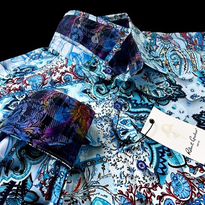 Robert Graham Geometric Floral Paisley Allover Bold Sport Shirt $258 XL