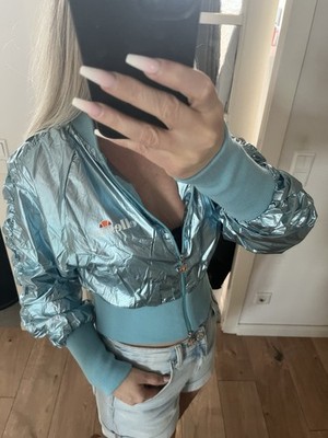 Ellesse Metallic Jacke S Bomber blau glänzend Streetwear Festival Statement
