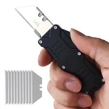Folding Utility Knife For Men, Double Action Auto Retractable Knife, EDC Self...