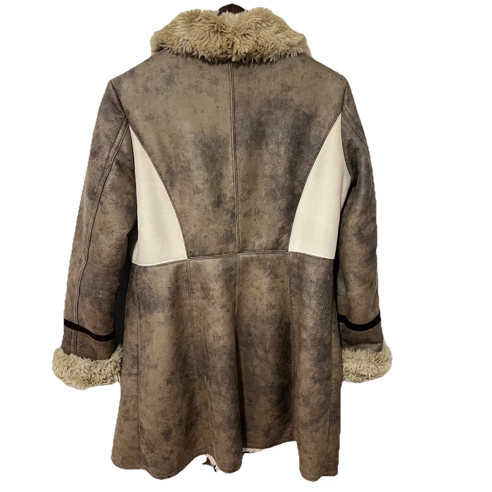 Casaco Laundry by Shelli Segal Penny Lane Feminino L Taupe Marfim Camurça Artificial/Pele Y2K - Imagem 3 de 4