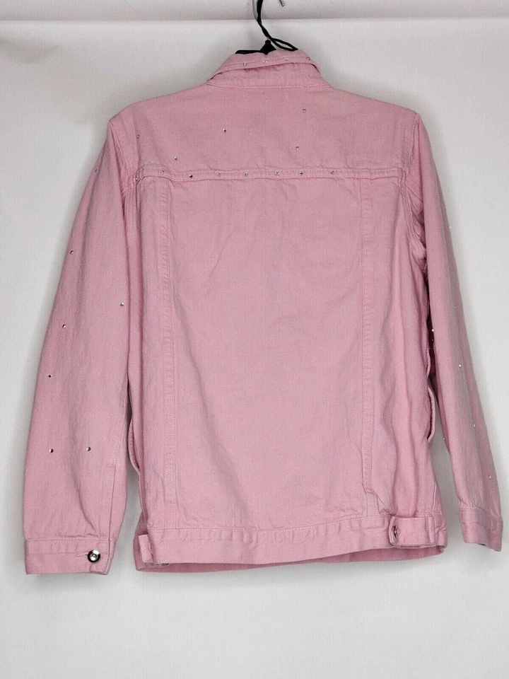 Quacker Factory Womens Size Small Pink Long Sleeve Button-Up Jacket Pockets - Image 2 of 4