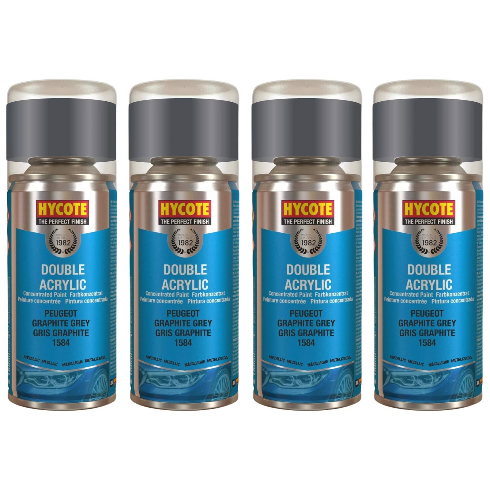 Hycote Colour Spray Paint XDPG403 Peugeot Graphite Grey (Metallic) 150ml x4