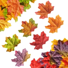 300Pcs Maple Leaves, Autumn Artificial 6 Colors Mixed Fall Leaf for Fall Decor W