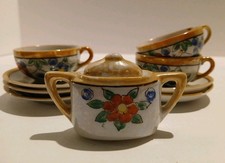 VTG Mini Japanese Porcelain Lusterwear Floral Tea Set Items 10 Pcs Children's