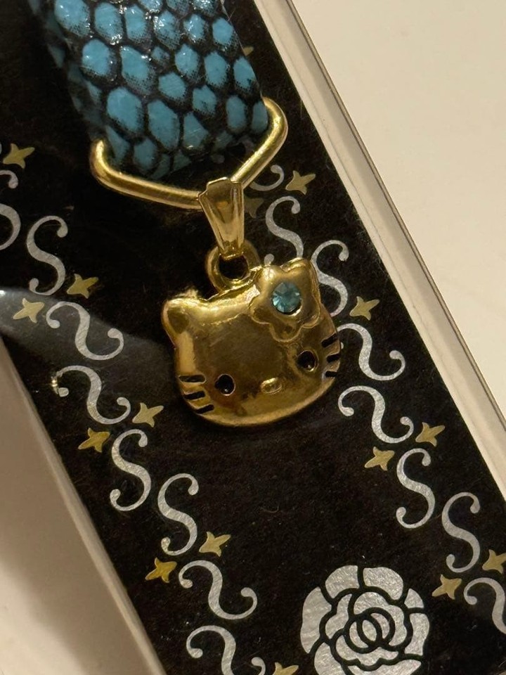 Hello Kitty Python Strap PHS Phone Charm Blue Snake Pattern Line Stone ...