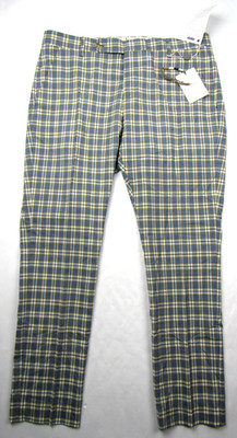 NWT New Entre Amis Mens Plaid Wool Stretch Trouser Pants 35 x 28.5 Made in Italy