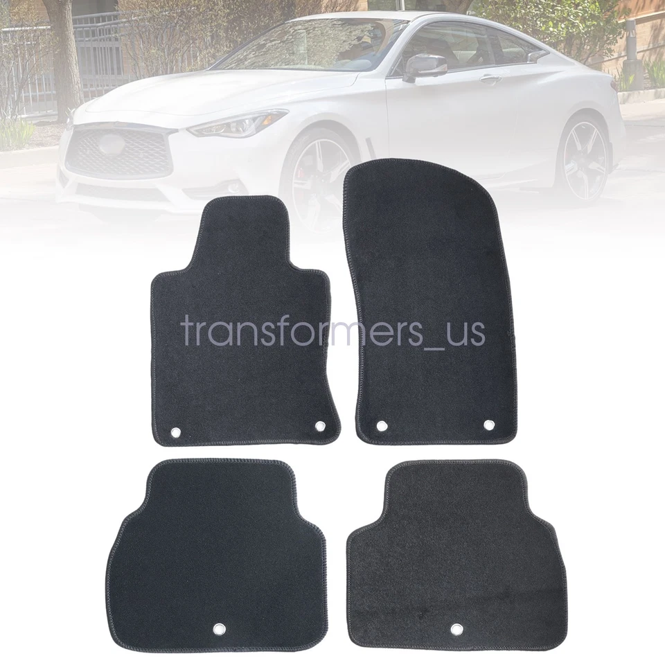 Alfombrillas de terciopelo de repuesto negras nuevas 2017-2022 para Infiniti Q60 2 puertas Foto 2 de 4