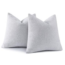 Chenille Decorative Throw Pillow Covers 16x16 16" x 16" Pack of 2 Grey White