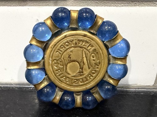 1939 New York World's Fair Vintage Fisher Jewel Tray  Blue Colored Marbles