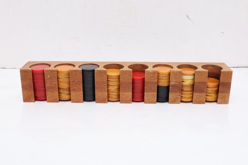 Vintage 175 pc Set Bakelite Poker Chip Set, Caddy