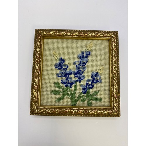 Lupine Framed Cross Stitch Gold Frame Vintage Mini - Picture 2 of 10