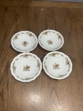 Set of (4) Vintage 6” Fine China - Johann Haviland Moss Rose Bowls W/ Gold Trim