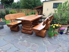 Gartengarnitur "Harzburg", Eiche massiv, 3-teilig aus Eichenholz Massivholz
