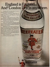 1968 BEEFEATER Gin London Dry is anywhere Vintage Print Ad