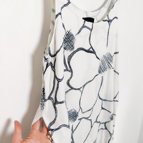 Ana Nonza Black White Flower Sketch Print Layered Midi Dress Size XL (12-14) - Picture 4 of 9