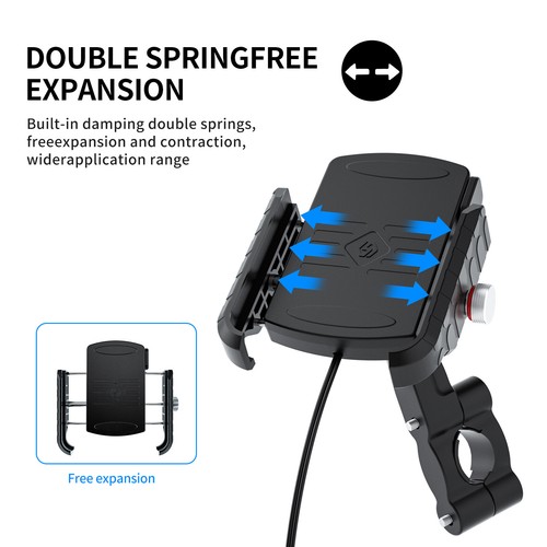15W Phone Wireless Charge Bracket Extension Bracket Black A For Moto Scooter U0 - Photo 5 sur 12