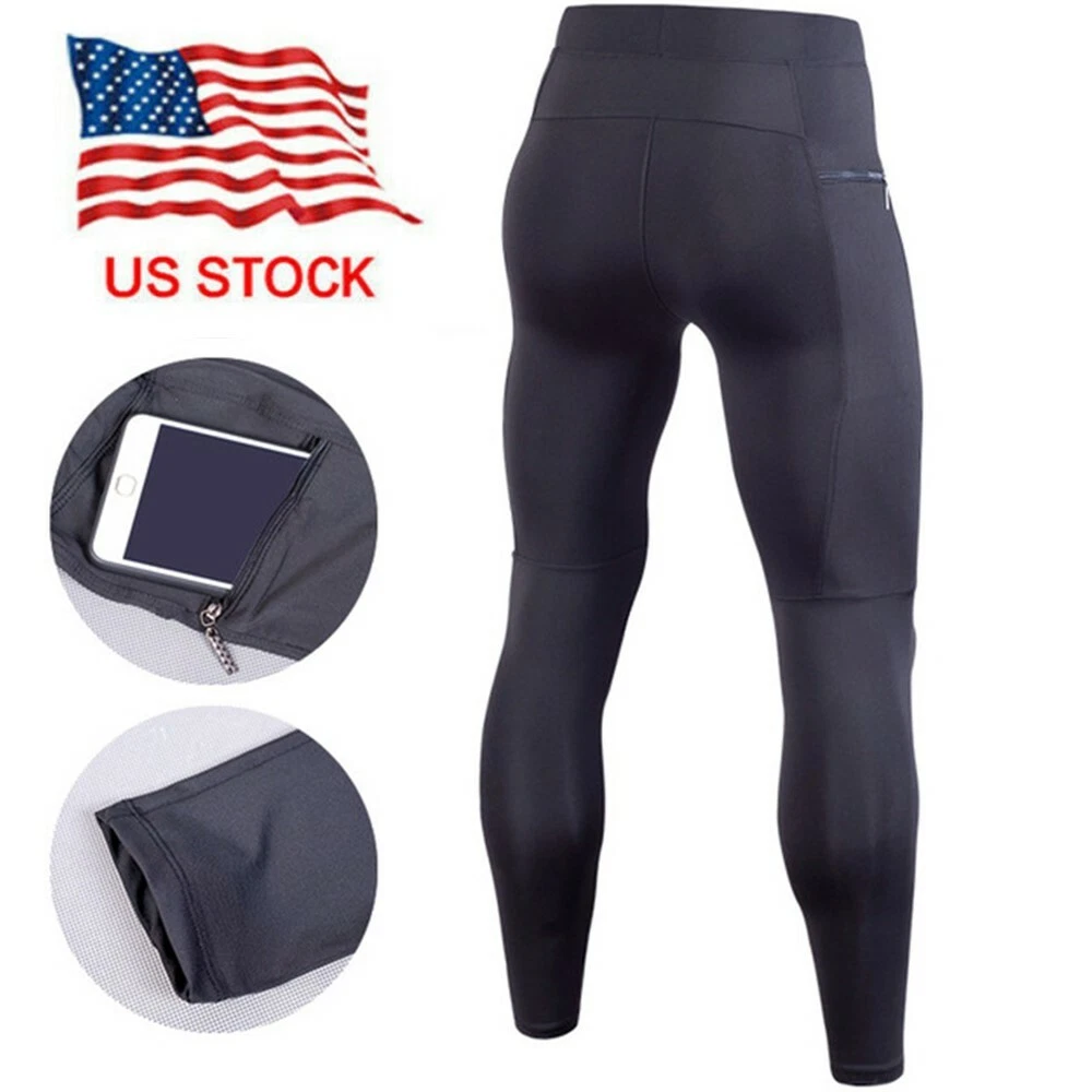 Men's Compression Baselayer Pants Running Tights Trousers with