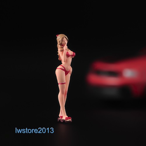 Bikini rojo 1/87 accesorios de escena de niña miniaturas modelo para automóviles vehículos - Imagen 2 de 5