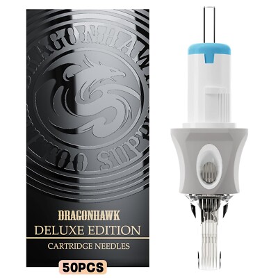 Dragonhawk Glide Extra Smooth Tattoo Needles Cartridges, 50 Count 1013M