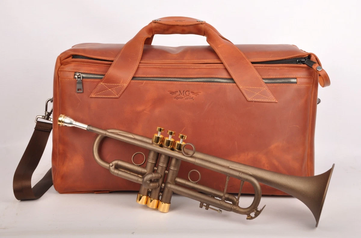 Double Triple trumpet gig bag by MG Leather Work Genuine leather