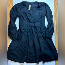 J Crew black V-Neck Cotton Poplin Mini Dress