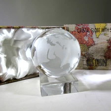 OLEG CASSINI crystal Earth GLOBE w/ stand 90mm in presentation box NEW signed