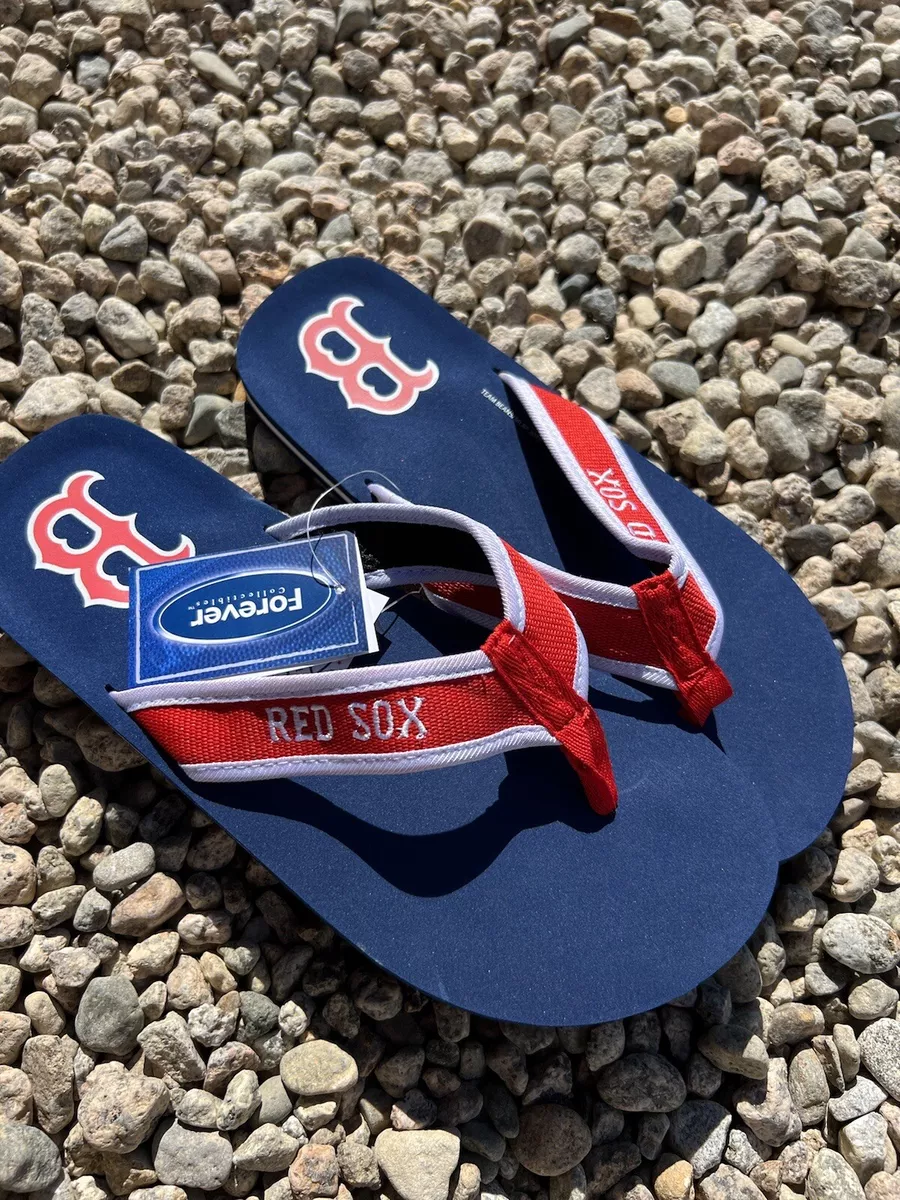 Boston Red Sox mens size Large team logo contoured flip flops