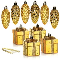 10-Teiliges ChristbaumanhäNger-Set, Bruchfester Baumschmuck, Goldfarben