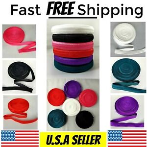 5 10 20 Yards 5/8" Solid FOE Fold Over Elastics Spandex Satin Band Lace Trim DIY 5 10 20 Yards 5/8" Solid FOE Fold Over Elastics Spandex Satin Band Lace Trim DIY