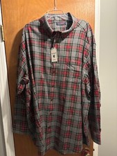 Roundtree  Yorke Portuguese Flannel Shirt Gray Red Black 3XB Mens with tags