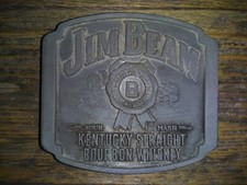 Jim Beam Belt Buckle - Kentucky Straight Bourbon Whiskey Metal Clasp Jeans Pants