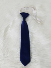 H M Satin Elastic Neck Tie for Wedding Prom Boys Children School Kids Ties Blue.