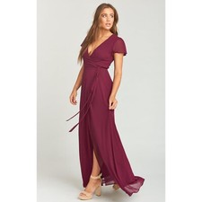 Show Me Your Mumu The Noelle Flutter Wrap Dress In Merlot Size Small