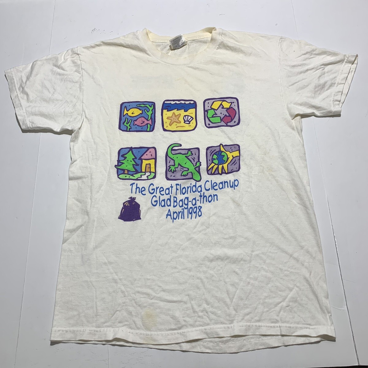 Vintage The Great Florida Clean Up T Shirt 1998 Beach Art Tee