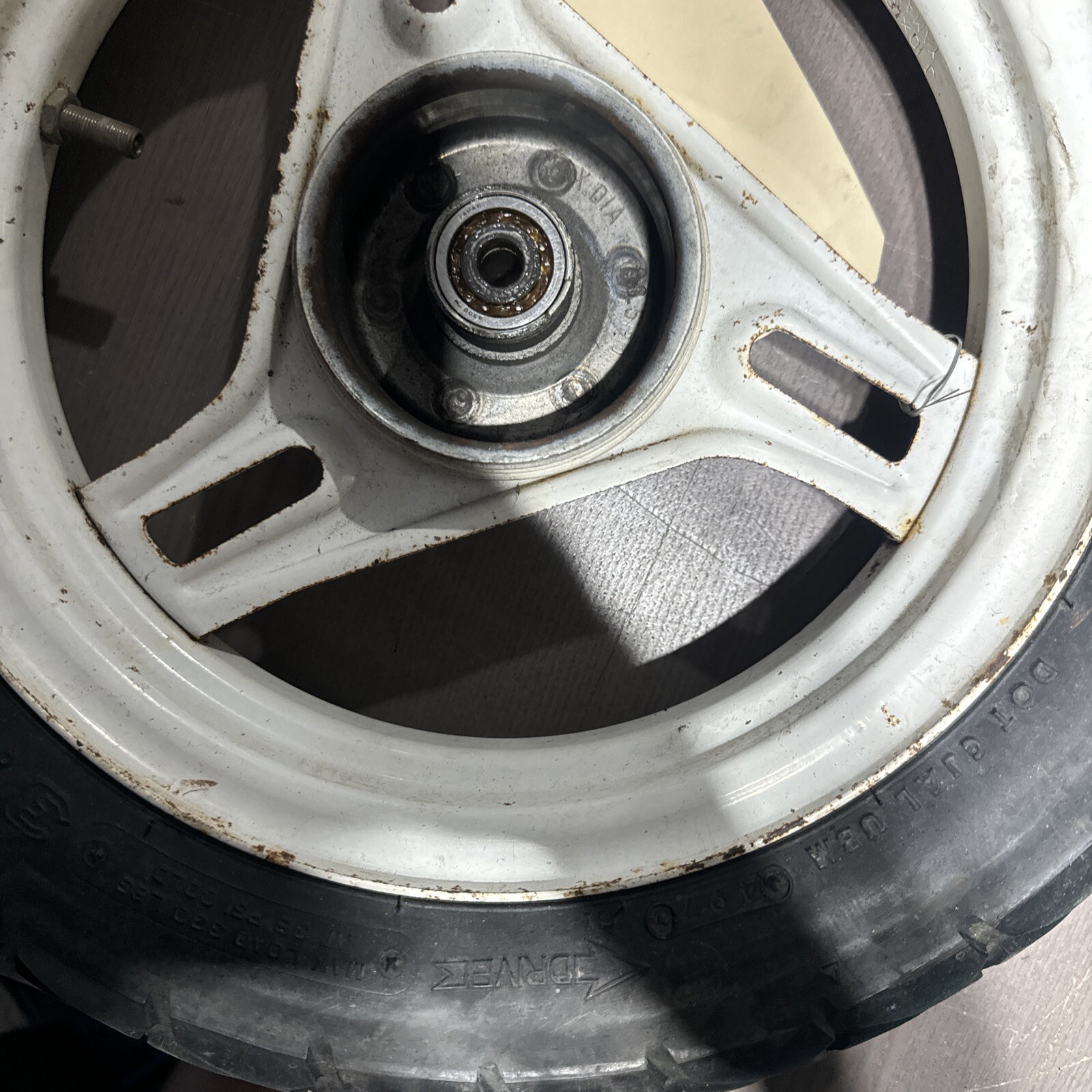 1988-1991 Yamaha Jog CG50 Front Wheel with tire White