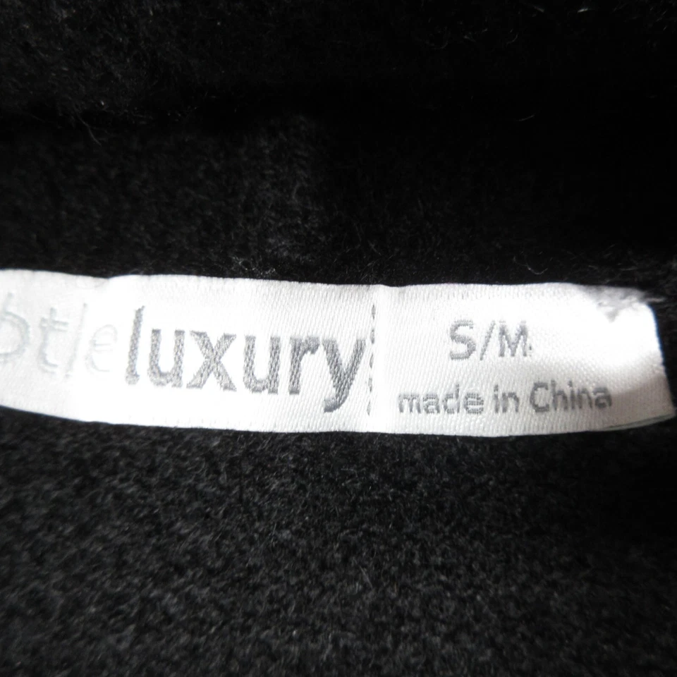 Suéter de Lujo Sutil Para Mujer Pequeño Mediano Negro Cachemira Manga Larga Envoltura Abierta Foto 3 de 4