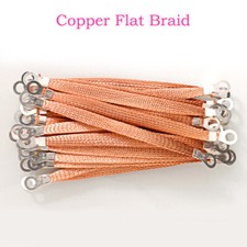 100x Copper Clad Aluminium Flat Braid Ground Lead Strap Cable Wire Kit 200/300mm