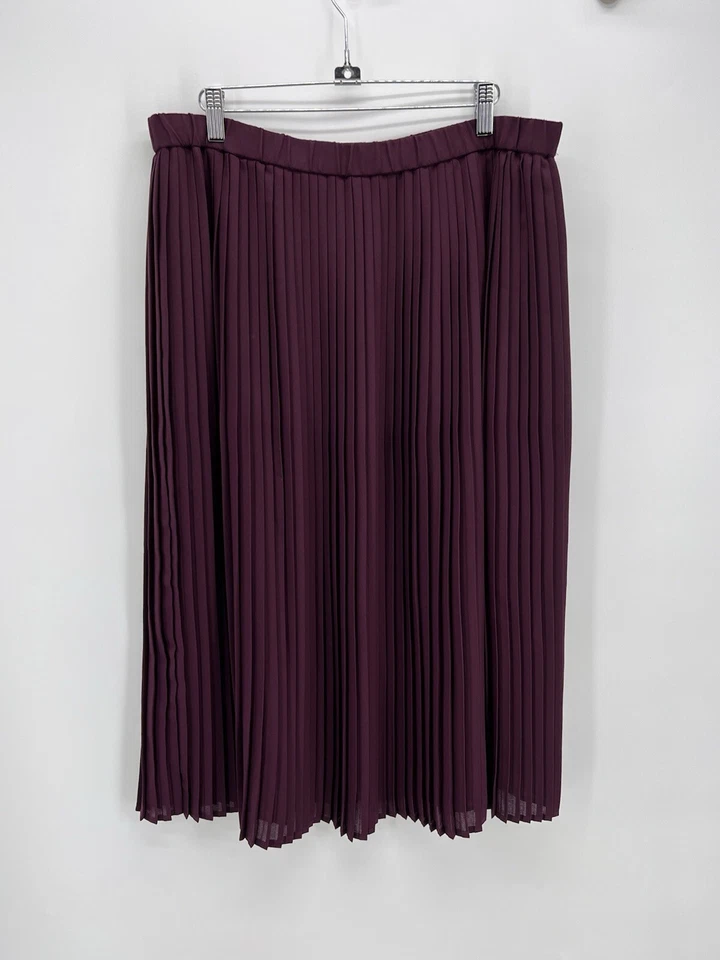 Eileen Fisher Mujer Cuchillo Plisado Midi Falda Púrpura 12 Grande Pull On Foto 3 de 4