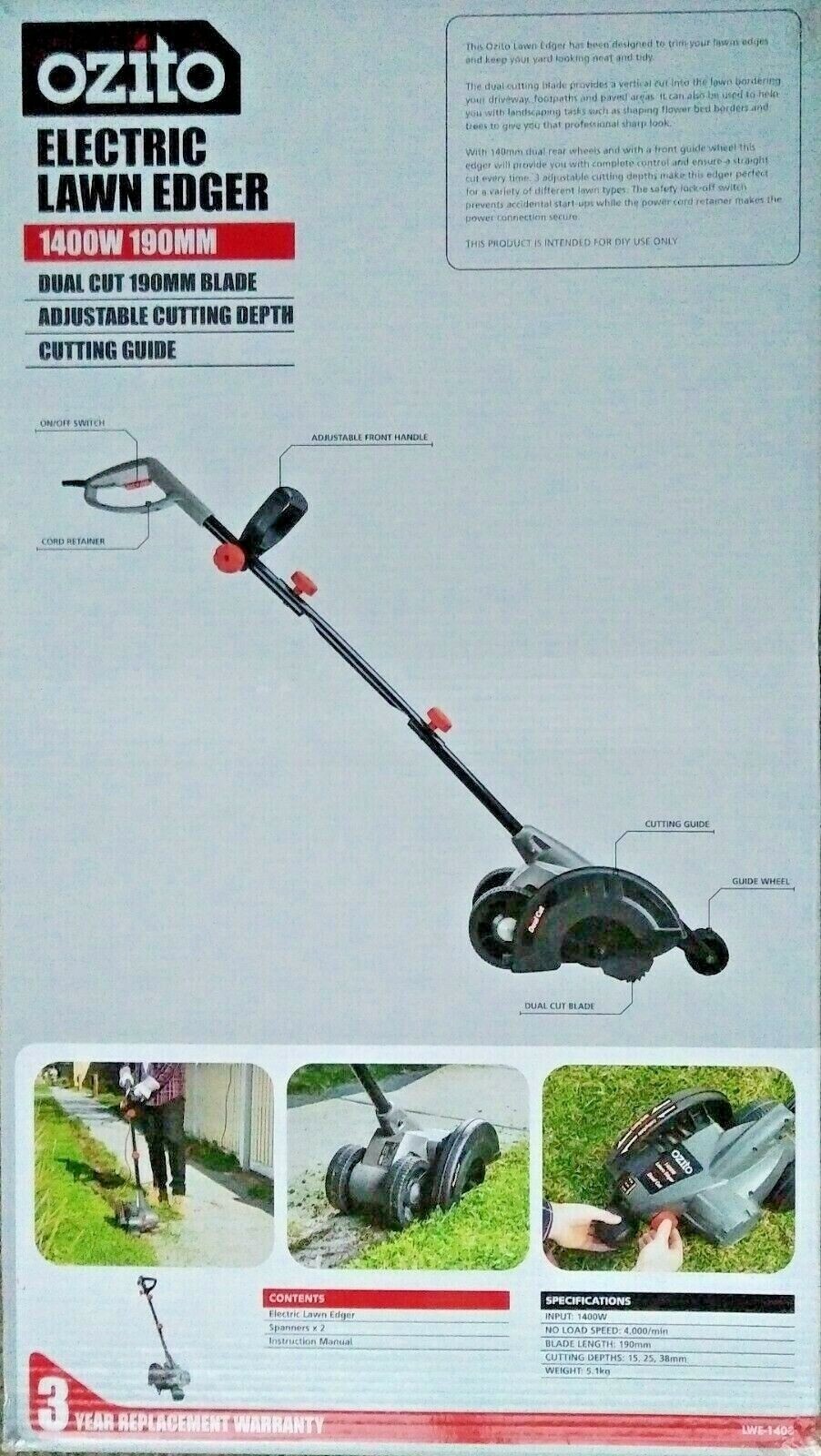 OZITO 1400W 190mm Electric Lawn Grass Edge Garden Edger Trimmer Dual