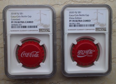 A Pair of NGC PF70 Fiji Silver (6g for Each) Coins - Coca-Cola 