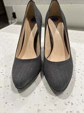 Nine West Heels Womens Pumps Classics Charcoal Gray Fabric US Size 6 1/2M