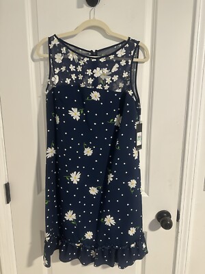Karl Lagerfeld 3D Sleeveless Multi-Floral Daisy Dress Sz 8 NWT
