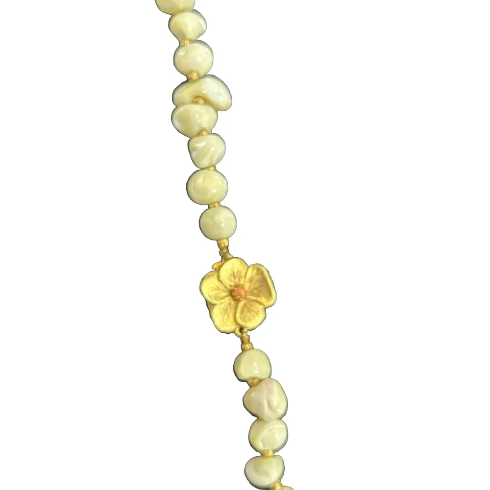 "Collar largo piedra 54"" con broche de flores" Foto 3 de 3